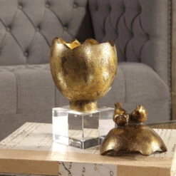 10" Antique Gold Hatched Egg Box With Perched Bird Handle Lid -Ornaments Store dutm2018631 3 75290.1588374301