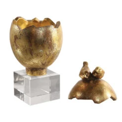 10" Antique Gold Hatched Egg Box With Perched Bird Handle Lid -Ornaments Store dutm2018631 4 37979.1588374302