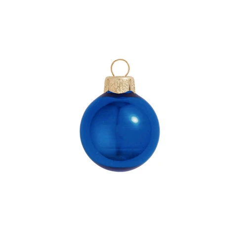 8ct Blue Shiny Glass Christmas Ball Ornaments 3.25" (80mm) 3 8ct Blue Shiny Glass Christmas Ball Ornaments 3.25" (80mm)