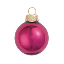 12ct Pink Shiny Finish Glass Christmas Ball Ornaments 2.75" (70mm)