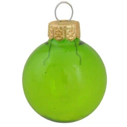 40ct Clear Green Glass Christmas Ball Ornaments 1.5" (40mm)