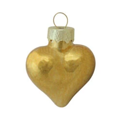 56ct Shiny Gold Heart Glass Christmas Ornaments 1.75" (45mm)