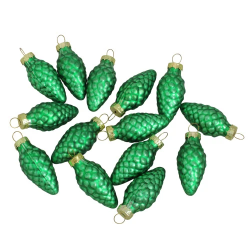 56ct Matte Green Glass Pinecone Christmas Ornaments 1.75" (45mm) 4 56ct Matte Green Glass Pinecone Christmas Ornaments 1.75" (45mm) - Image 2