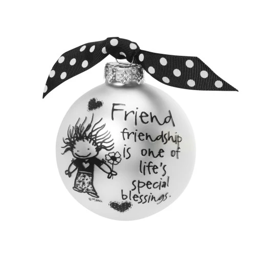"Friendship Is One Of Life's Blessings" Glass Christmas Ball Ornament 2.75" (70mm) 3 "Friendship Is One Of Life's Blessings" Glass Christmas Ball Ornament 2.75" (70mm)
