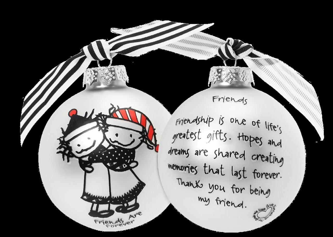 "Friends Are Forever" Marci Glass Christmas Ball Ornament 2.75" (70mm) 3 "Friends Are Forever" Marci Glass Christmas Ball Ornament 2.75" (70mm)