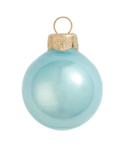 28ct Baby Blue Pearl Glass Christmas Ball Ornaments 2" (50mm)