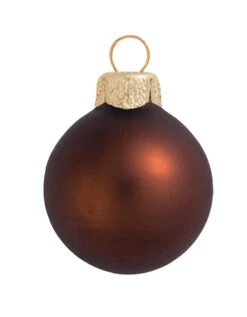 40ct Cocoa Brown Matte Glass Ball Christmas Ornaments 1.25" (30mm)