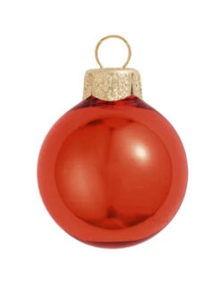 28ct Henna Red Shiny Glass Christmas Ball Ornament 2" (50mm)