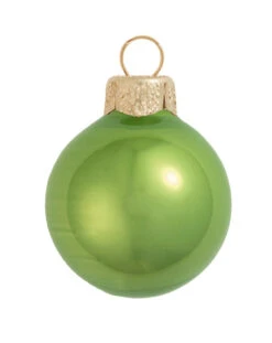 12ct Lime Green Pearl Glass Christmas Ball Ornaments 2.75" (69mm)