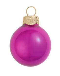 40ct Raspberry Pink And Gold Pearl Christmas Ball Ornaments 1.25" (30mm)