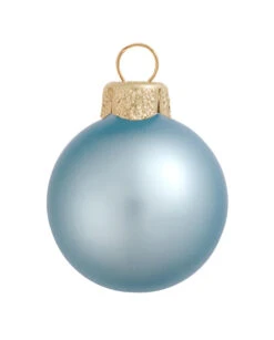 28ct Sky Blue Matte Glass Christmas Ball Ornaments 2" (50mm)