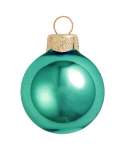 28ct Teal Green Shiny Glass Christmas Ball Ornaments 2" (50mm)