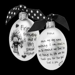 "Friendship Is One Of Life's Blessings" Glass Christmas Ball Ornament 2.75" (70mm) 7 "Friendship Is One Of Life's Blessings" Glass Christmas Ball Ornament 2.75" (70mm) -Ornaments Store dwhi 40053 48946.1687442783