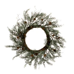 Green And Brown Dark Cedar Artificial Christmas Wreath – 12-Inch, Unlit