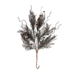 Set Of 4 Faux Black, Green And Red Dark Pine Berry Pick, 21"