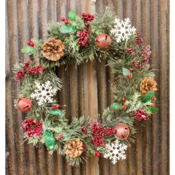 15" Red White And Green Jingle Bell Wreath