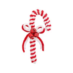 6" Red And White Candy Cane Christmas Hanging Decoration With Small Jingle Bells