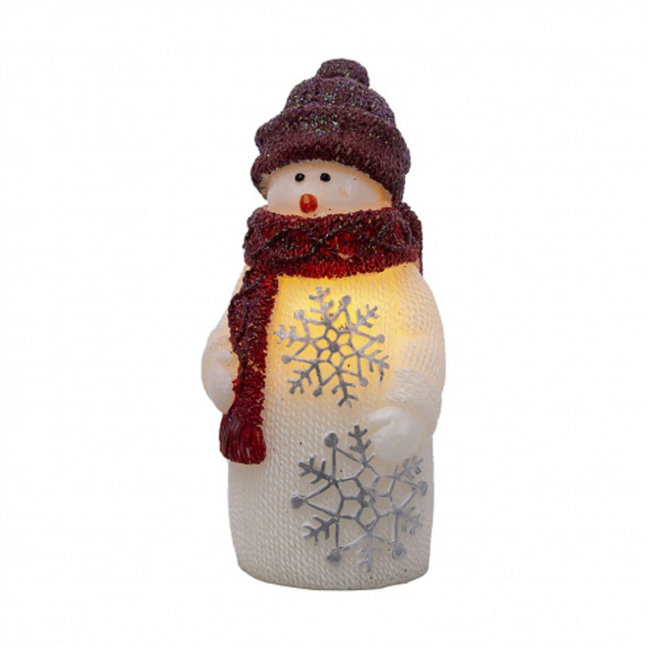 6.50" White And Red LED Snowman Candle - Medium 3 6.50" White And Red LED Snowman Candle - Medium
