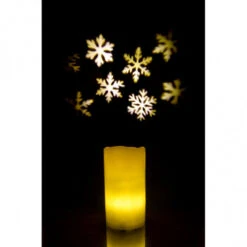 6" Black And Yellow Snowflake Projection Candle - 34135785