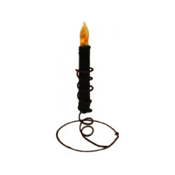 7" Rusty Black Metal Candlestick Holder