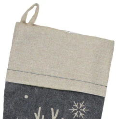 20" Burlap Christmas Stocking With Gray Felt Animal Stencil Design And Burlap Cuff -Ornaments Store dyno1198142 2 32420.1636632920