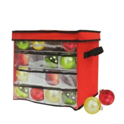 12" Red And Clear Square Christmas Ornament Storage Bag -Ornaments Store dyno 77015 1 3 08604.1599267576