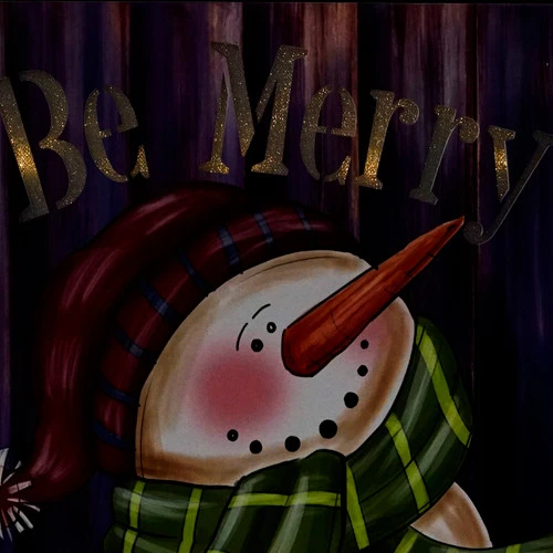 Northlight LED Lighted "Be Merry" Smiling Snowman Christmas Canvas Wall Art 11.75" X 11.75" 5 Northlight LED Lighted "Be Merry" Smiling Snowman Christmas Canvas Wall Art 11.75" X 11.75" - Image 3