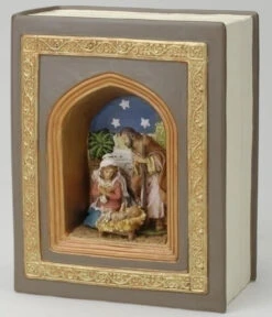 Roman 6.25" Brown And Blue Holy Family Nativity Musical Book Decor