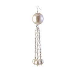 7" Cream White Pearl Dangling Tassel Christmas Ornament