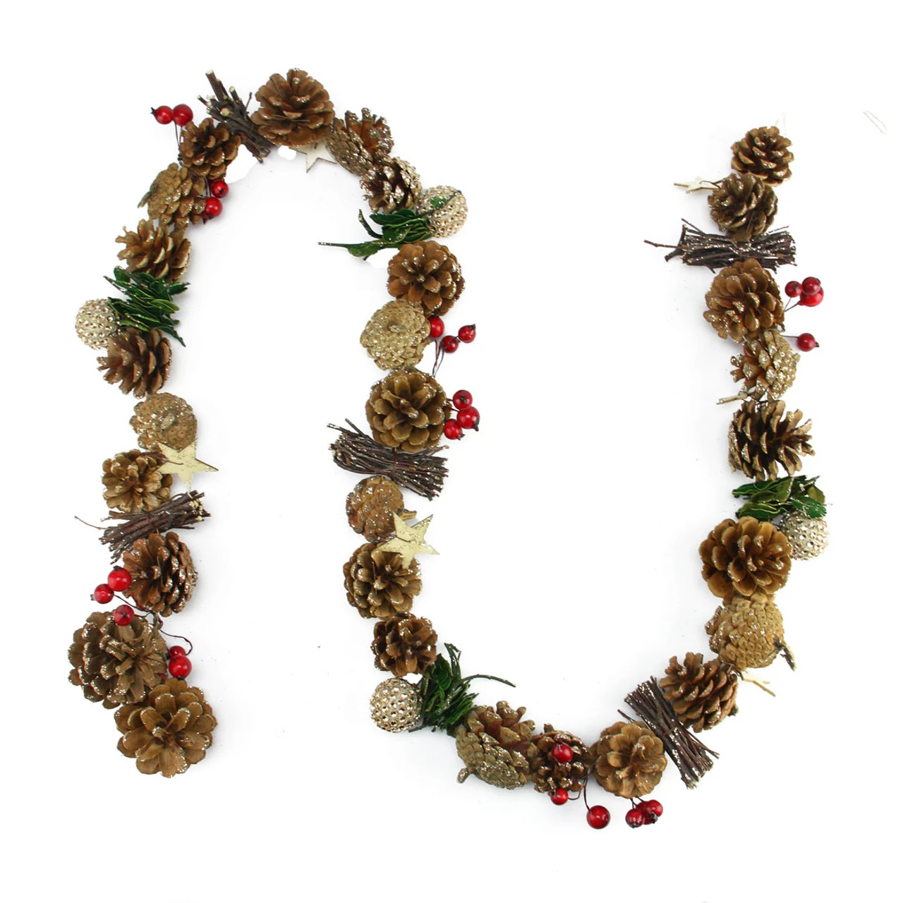 Northlight 5' Glittered Pine Cone And Twig Artificial Christmas Garland - Unlit - 31741661 3 Northlight 5' Glittered Pine Cone And Twig Artificial Christmas Garland - Unlit - 31741661