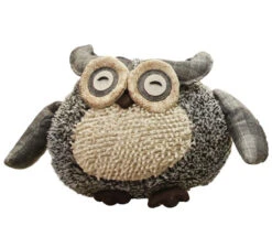 Northlight 10" Gray And Ivory Plush Owl With Textured Belly Christmas Tabletop Figurine