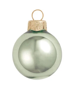 8ct Shale Green Glass Shiny Christmas Ball Ornaments 3.25" (80mm)