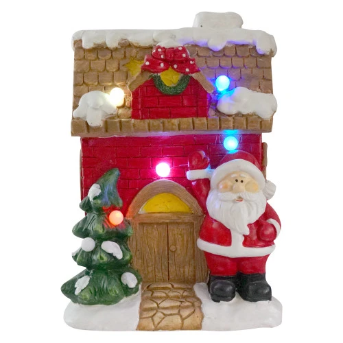 Northlight 16" Red LED Lighted House With Santa Musical Christmas Tabletop Figurine 4 Northlight 16" Red LED Lighted House With Santa Musical Christmas Tabletop Figurine - Image 2
