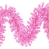 9' X 12" Pre-Lit Hot Pink Tinsel Artificial Christmas Garland - Pink Lights - 11240450