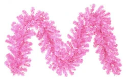 9' X 12" Pre-Lit Hot Pink Tinsel Artificial Christmas Garland - Pink Lights - 11240450