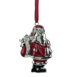 Northlight 3.25" Silver And Red Santa Claus Christmas Ornament With European Crystals