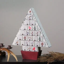 17.25" Weathered White Tree Shaped Christmas Advent Calendar -Ornaments Store gerson 2005360 3 15936.1588349793