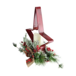 15" Battery Operated Green And Red Christmas Pine Needle Candle Holder 7 15" Battery Operated Green And Red Christmas Pine Needle Candle Holder -Ornaments Store gerson 2223870 red 3 44299.1599268556