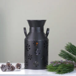 12" Black Snowflake Cutout Metal Christmas Milk Jug -Ornaments Store gerson 2352570 c 3 92031.1588405819