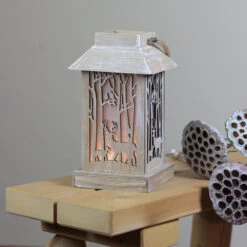 9.5" Lighted Wooden Reindeer With Trees Silhouette Lantern Christmas Decoration -Ornaments Store gerson 2424920 b 3 21192.1588397238