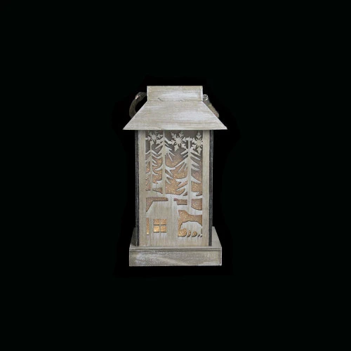 9.5" Lighted Wooden Bear Silhouette Lantern Christmas Decoration 6 9.5" Lighted Wooden Bear Silhouette Lantern Christmas Decoration - Image 4