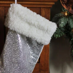 Northlight 18" Silver Sequins With A White Faux Fur Trim Christmas Stocking -Ornaments Store gi2r68cfeci5uxkwer8elu9cc8xdyzdb 04160.1665610748