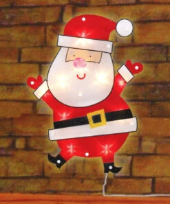 Christmas Central 17" Lighted Shimmering Santa Claus Christmas Window Silhouette Decoration