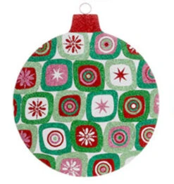 16" Oversized Christmas Brites Red, Green And Pink Glitter Star Ball Ornament