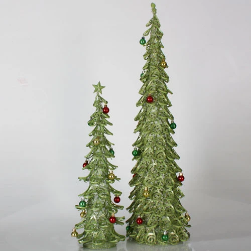 Set Of 2 Lime Green Glitter Mesh Artificial Christmas Tree Tabletop Decors 3' 3 Set Of 2 Lime Green Glitter Mesh Artificial Christmas Tree Tabletop Decors 3'