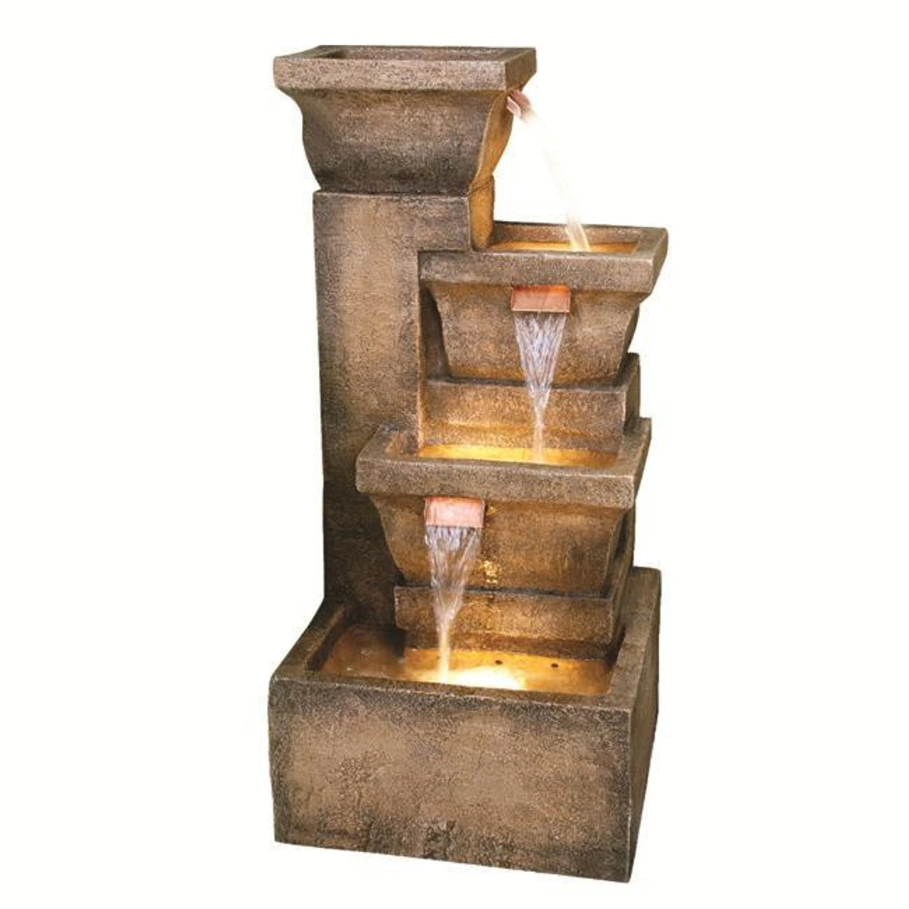 33" Lighted Rustic Weathered Outdoor Garden Water Fountain 3 33" Lighted Rustic Weathered Outdoor Garden Water Fountain