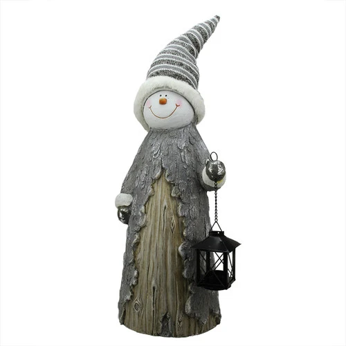 Northlight 26" Gray And White Rustic Snowman With Lantern Christmas Table Top Figurine 3 Northlight 26" Gray And White Rustic Snowman With Lantern Christmas Table Top Figurine
