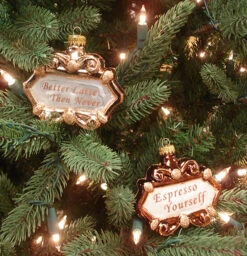 Kurt Adler Set Of 2 Brown And Gold Colored Latte And Espresso Christmas Ornaments 3.5"