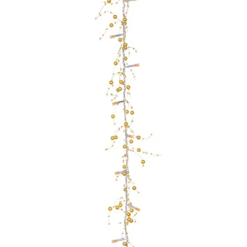 78" Pre-Lit LED Gold Beaded Artificial Christmas Garland 3 78" Pre-Lit LED Gold Beaded Artificial Christmas Garland