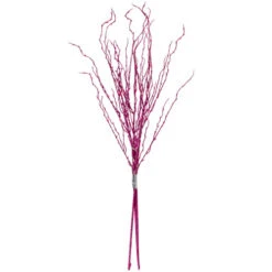 36" Pink Glittered Twig Branch Christmas Spray Stake - Pink LED Lights